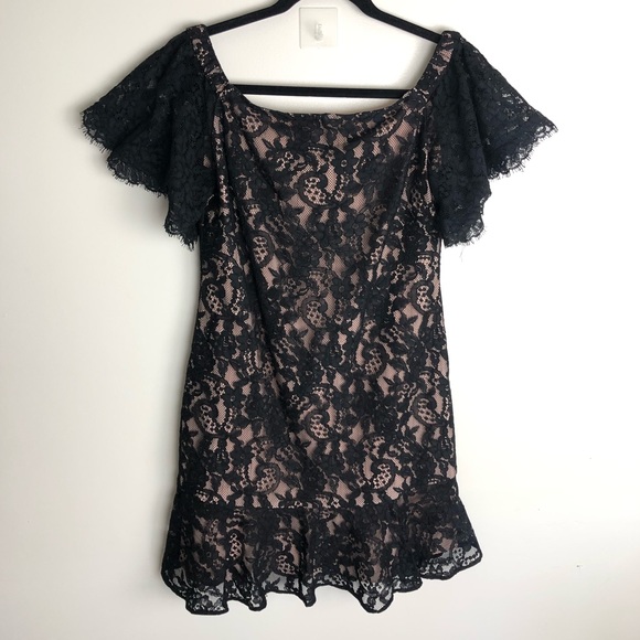 ELIZA J Black Lace Off The Shoulder Dress - Picture 1 of 7